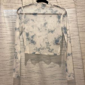 Size large shein sheer long sleeve crop top